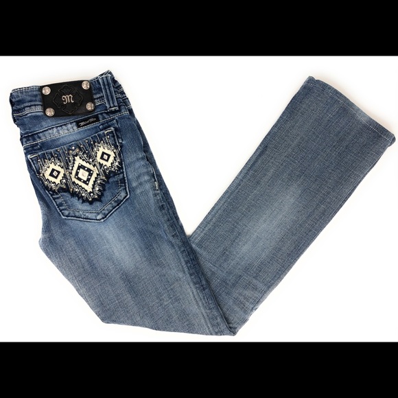 Miss Me jeans Aztec tribal destroyed  27x28 boot - Picture 1 of 8